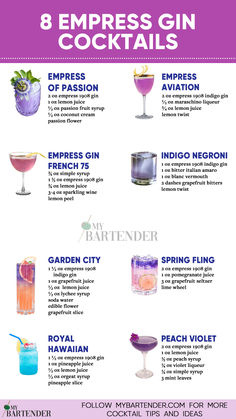 Empress Gin Cocktails Cute Birthday Cocktails, Indigo Gin Recipes, Malfy Gin Cocktails, Pisces Cocktail, Indigo Gin Cocktails, Gin Cocktails Easy, Pea Flower Cocktail, Butterfly Pea Flower Cocktail, Empress Gin Cocktail