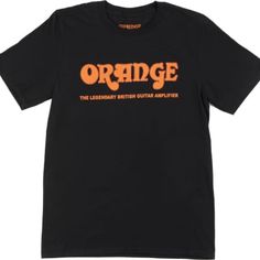 Short-sleeve Crew Neck T-shirt in Black with Classic Orange Logo Design - Size X-Large. Orange Logo Design, Orange Amps, Orange Retro, Orange Logo, Black Graphic Tees, Retro T Shirt, Orange Shirt, Vintage Orange, Classic Logo