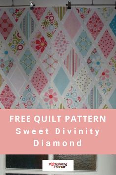 Sweet Divinity Diamond - Free Quilt Pattern Free Quilt Patterns For Beginners, Beginner Quilt Patterns Free, Quilt Patterns For Beginners, Missouri Quilt Tutorials, Girl Quilts Patterns, Free Quilt Tutorials, Triangle Quilt Pattern, Abstract Quilt, Quilt Block Patterns Free