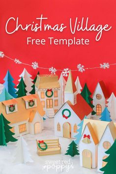 Christmas Paper Village Template Cardboard Christmas Village, Paper Christmas Village, Paper House Template, 3d Templates, House Printable, Cardboard Christmas, Christmas Village Collections, Tea Crafts