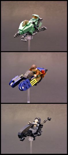 four different views of lego cars on top of each other