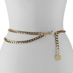 Add this Women's Nine West Chain Belt to complete your look. DETAILS Logo drop Lobster clasp closureFIT & SIZING S/M: 39 in., M/L: 42 in., L/XL: 45 in. 32mmFABRIC & CARE 100% metal Spot clean Imported Size: M-L. Color: Gold. Gender: female. Age Group: adult. Gold Outfit Accessories, Chain Belts For Women, Types Of Chains Jewelry, Gold Belt Chain, Gold Belt Outfit, Chain Belt Outfit, Dove Aesthetic, Belts Aesthetic, Modern Genshin