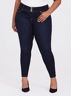 Plus Size Jegging - Super Soft Dark Wash, BESPOKE New Street Style, Jeans High Waisted, Active Outfits, Jean Top, Sweaters Online, Softest Sweater, Trendy Plus Size, To Sleep, Jean Outfits