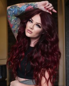 Deep Cinnamon Hair Color, Deep Cherry Red Balayage, Dark Red Hair With Shadow Root, Dark Brown Hair With Red Halo, Dark Red Halo Hair, Dark Red Dimensional Hair Color, Red Hair Vampire, Hair Color Images