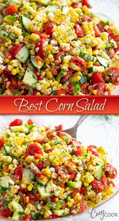 corn salad with a mix of vegetables Corn Salad For Bbq, Sides Dishes For Cookout, Side Dishes For The Smoker, Easy Cold Vegetable Side Dishes, Marinated Corn Salad, Thanksgiving Corn Salad, Picnic Vegetables Side Dishes, Brisket Side Dishes Ideas, Vegetable Side Dishes Cold