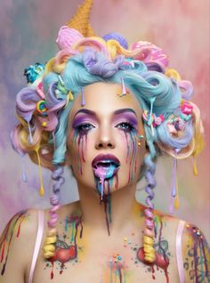 Candy Hair, Trending Photos, Fx Makeup, Crazy Makeup, Candy Girl, Sfx Makeup