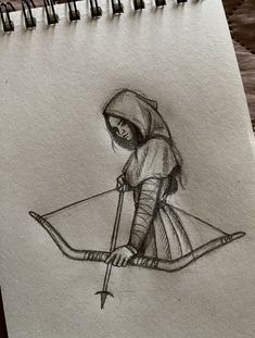 a drawing of a person with a bow and arrow