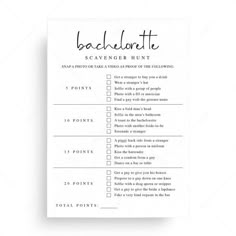 a printable scavenger hunt for bachelors with the words bachelor on it