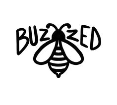 a black and white drawing of a bee with the word buzzzed written on it