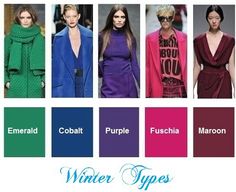 Winter Types Deep Winter Palette Outfits, Color Analysis Winter, True Winter Color Palette, Winter Skin Tone, Cool Winter Color Palette, Deep Winter Palette, Look Working Girl, Deep Winter Colors, Trending Colors