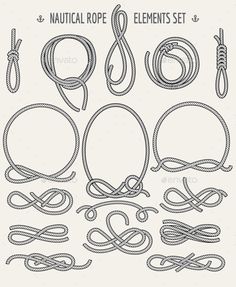 set of nautical rope elements and knots