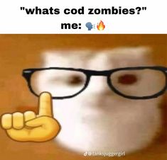 an owl wearing glasses with the caption what's cold zombies? me