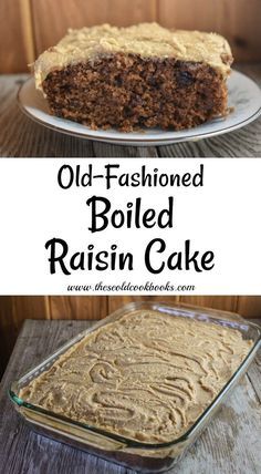 an old - fashioned boiled raisin cake on a plate