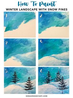 how to paint winter landscape with snow pines