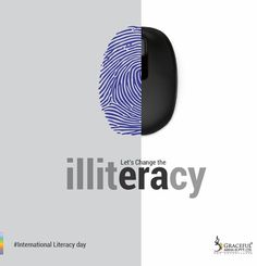 an image of a computer mouse with the words illiteracy on it