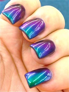 "This Mega Multichrome\" shade called \"OBSESSION\"....it's BREATHTAKING The color shift is beyond AMMMAAAZZZIIINNNGGG in this beauty This polish is the sister polish to \"PARADISE\"... its not Paradise. They are very similar! You won't be able to stop staring at your nails all day long...guaranteed! Your friends, family & co-workers...etc...will do a double-take at your nails when passing by you. :o) Obsession literally turns every color of the rainbow and is an ATTENTION STOPPER It has ton Jan Nails, Teal Weddings, Wedding Manicure, Purple Lady, Nail Polish Art, Glitter Nail Polish, Stop Staring, Glitter Nail, Holographic Nails