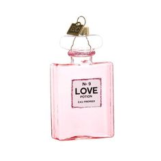 a bottle of love perfume on a white background