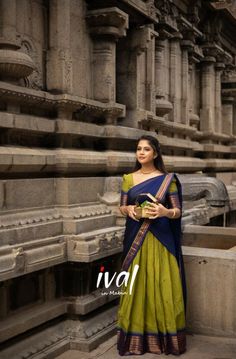 Light Green Blouse, Marathi Culture, Crop Top Design, Half Sarees, Crop Top Designs, Half Saree Designs, Traditional Outfit, Blue Border