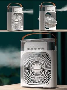 three different types of air purificaters on shelves