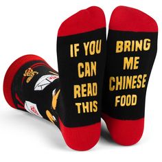 PRICES MAY VARY. SOCKS THAT SPEAK FROM THE SOLE: The soles of these socks are adorned with the playful message "If You Can Read This, Bring Me Chinese Food," making them a perfect conversation starter and a great way to express your love for Chinese cuisine. FUNNY GIFT IDEA: They make an ideal gift for food enthusiasts, Chinese food lovers, or anyone with a great sense of humor. So, why wait? Grab a pair of these funny novelty socks and let your feet do the talking! ONE SIZE FITS MOST: Fits most Woman Beer, Funny Socks For Men, Novelty Gifts For Men, Camp Socks, Food Socks, Wine Socks, Christmas Gifts For Couples, Great Gifts For Women, Funny Christmas Gifts