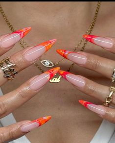 50 Latest Stiletto Nail Ideas To Try 2024! 55 Nails Styles, Classy Acrylic Nails, Vacation Nails, Her Nails, Orange Nails