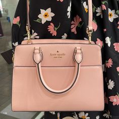 Kate Spade Madison Saffiano Leather Small Satchel Color: Conch Pink Nwt New With The Tag Authentic Product Details Measurements 7.48" H X 4.68" D 9.68"W (Bottom) Strap Drop: 3.54" Features Strap Drop: 22" Metal Pinmount Logo Closure Type: Drop In Top Zip Closure Dust Bag Included: No Interior: Back Zip And Front Slip Pocket Exterior: Front Slip Pocket Materials Saffiano Leather Lining: Two Way Script Logo Lining Imported Style Number Kc437 Ksny Editor's Notes We Love How Classic And Feminine Our Heart Shaped Bag, Logo Line, Script Logo, Wallet Bag, Drop In, Kate Spade Bag, Conch, Pink And Gold, Heart Shapes