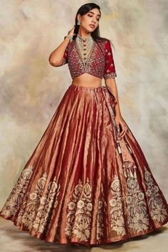 Brown Lehenga, Tissue Lehenga, Lehenga Indian, Indian Wedding Lehenga, Designer Bridal Lehenga Choli, Lehenga Designs Simple, Lehnga Dress, Indian Bride Outfits