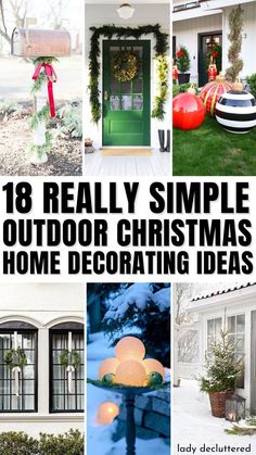 Easy Outdoor Holiday Decorations, Diy Outside Christmas Decorations Easy, Outdoor Christmas Decorations Minimalist, Simple Christmas Yard Decor, Easy Christmas Outside Decorations, Front Steps Christmas Decorations, Christmas Decorating Outside Of House, Outdoor Christmas Decor No Lights, Simple Christmas Outside Decor