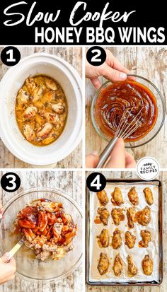 the steps to make slow cooker honey bbq wings