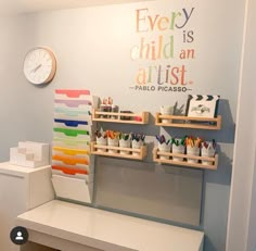 the children's art studio is clean and organized