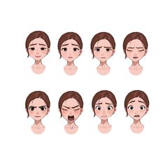 a woman's face with different facial expressions