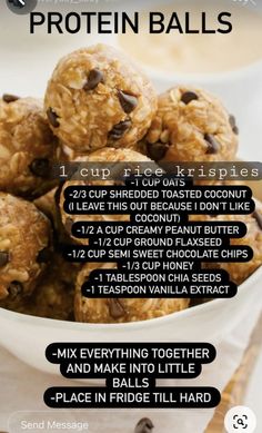 a bowl filled with chocolate chip protein balls