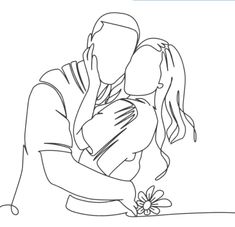 a drawing of a man holding a woman in his arms, with the caption that reads