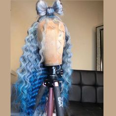 Peruvian Hair Blue Ombre Color Deep Wave Lace Front Wig – Prosp Hair Shop Icy Blue Wig, Sky Blue Hair, Deep Wave Lace Front Wig, Cute Wigs, Wigs Collection, Wave Lace Front Wig, Purple Wig, Green Wig, Blue Wig