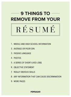 the 9 things to remove from your resume