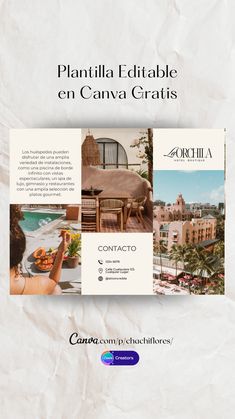 a brochure is shown with the words, plantilla editable en canva gratis