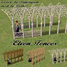 several different types of garden fences in various styles and sizes, with the words queen fences above them