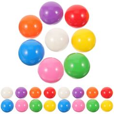 several different colored balls are arranged in the shape of a circle