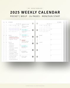 the 2021 weekly calendar is open to show it's contents