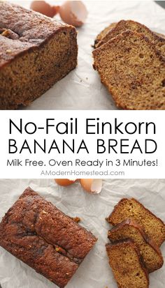 no - fail banana bread recipe with 3 minutes to bake it in the oven