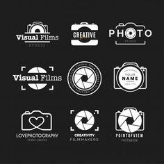 the logos for photography are shown in black and white, including an image of a camera