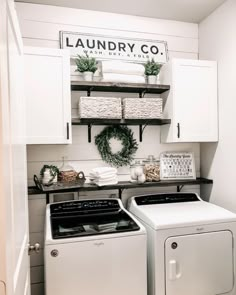 a washer and dryer in a laundry room