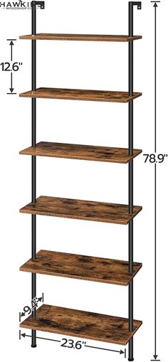 the standard shelving unit is shown with measurements for each shelf, and has four shelves on