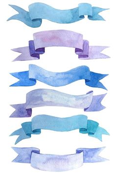 watercolor ribbons with different colors on them