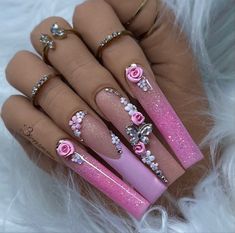 #nailinspiration #nailideas Nails Girly, Beyond Imagination, Glamorous Nails, Crazy Nails, Sparkle Nails, Long Square Acrylic Nails