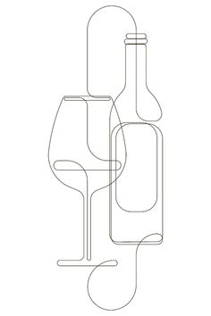 Wine Drawing Sketches, Bottle Of Wine Drawing, Wine Art Drawing, Fine Line Art Drawings, Minimal Art Drawing, Wine Tattoo Ideas, One Line Art Drawings, Line Art Inspiration, Wine Line Art