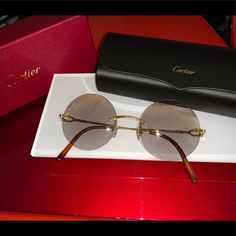 100% Authentic Gold No Scratches On Lens - Custom Lens 10/10 Condition Comes With Both Boxes Pullin Up To The Function In These.... You’ll Turn Heads Cartier Gold Sunglasses, Checkerboard Vans, Christian Louboutin Iriza, Prada Purses, Cartier Sunglasses, Sunglasses Logo, Blue Sunglasses, Fringe Bags, Black Sunglasses