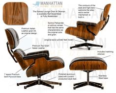 an eames chair and ottoman with instructions on how to put it in the room