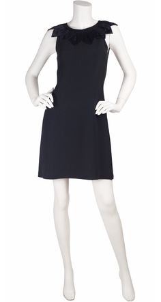 "This 1990s Moschino Cheap and Chic sheath dress was made in Italy from a fully-lined black rayon/acetate blend crepe. It features a satin petal collar, and does up the back with a hidden zipper. It is in excellent condition, has been professionally dry-cleaned and is ready to wear. Measurements: Bust - 32\" Waist - 28\" Hips - 36\" Length - 34.5\" IMPORTANT NOTE FOR CANADIAN SHOPPERS: There is a 15% shipping fee that is automatically applied to Canadian orders, as legally we need to charge and Featherstone Vintage, Moschino Cheap And Chic, Black Sheath Dress, Dress Clothes For Women, Sheath Dress, Moschino, Ready To Wear, Little Black Dress, Dress Outfits