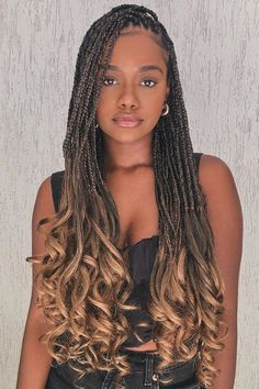 Box Braids With Curly Ends, Braids With Curly Ends, Micro Braids Hairstyles, French Curl, Grecian Goddess, Quick Braided Hairstyles, Goddess Hairstyles